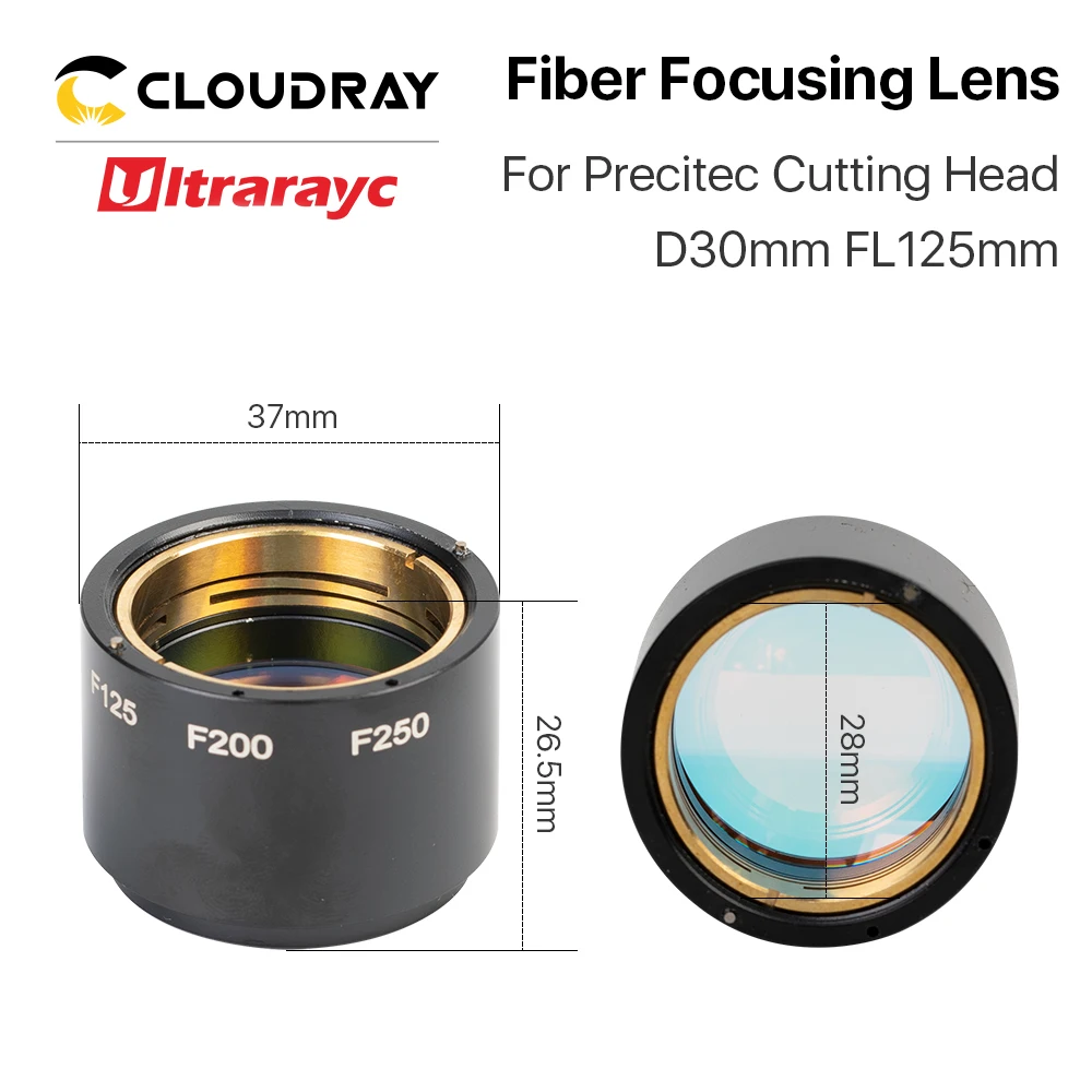 Ultrarayc Fiber Laser Focus Lens D30 F100 F125mm with Lens Holder for Precitec Laser Cutting Head