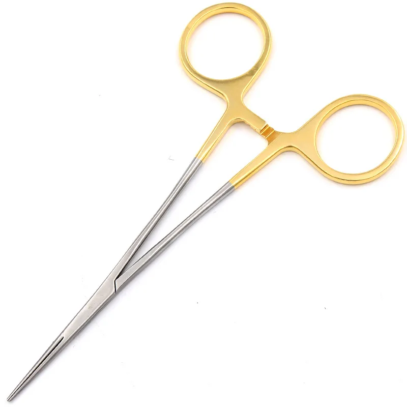 

Gold handle stainless steel micro hemostatic forceps plastic double eyelid surgery tool straight elbow medical vascular forceps