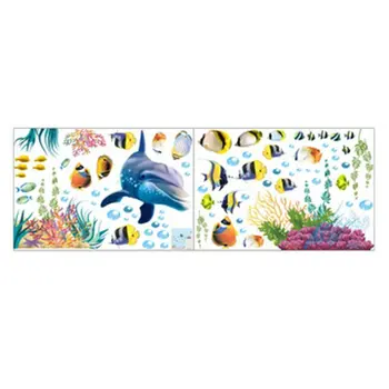 Waterproof bathroom kitchen wall sticker ocean deep water sea home decor stickers dolphin fish decorative decal mural