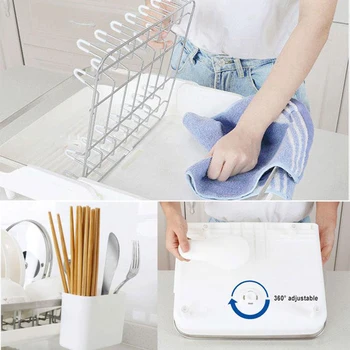 

Kitchen Stainless Steel Drain Rack Retractable Kitchen Dishes Holder Plastic Drain Rack BJStore