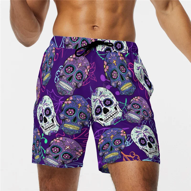 PLstar Cosmos New summer Fashion Shorts Skull 3D Printed men for women streetwear Casual Beach Shorts 02