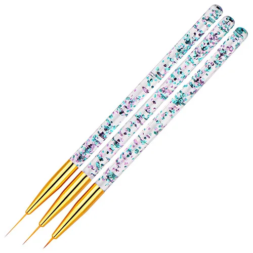 3pcs Gold Flower 3 шт., световая резьба, кисть для дизайна ногтей, кристальная маникюрная щетка, кисть для подводки, Нэйл арт, рисование на ногтях, кисть для цветов, инструменты для рисования, H1013 - Цвет: 3pcs Gold Flower