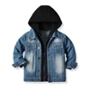 top and top Stylish Kids Boys Girls Denim Hooded Jackets Casual Fake two Cardigan Coat Children Cowboy Zipper Outerwear Clothes ► Photo 1/2
