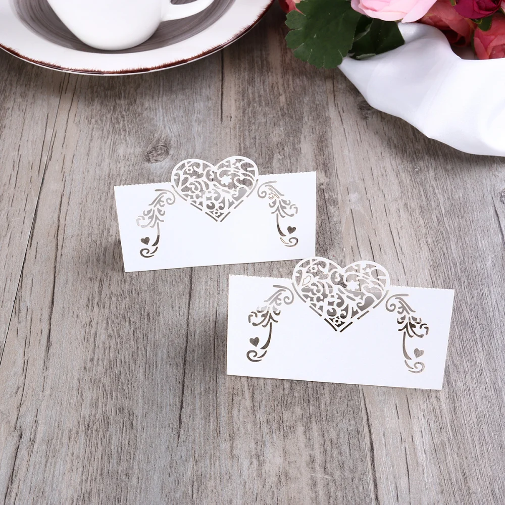 50pcs Cut Heart Shape Table Name Card Place Card Wedding Party Decoration Favors 