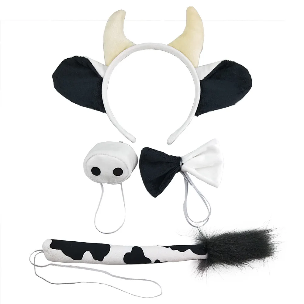 Halloween Event Cute Cartoon Plush Animal Milk Cow Headband Toy Christmas Costume For Kids Women Halloween Event Cute Cartoon Plush Animal Milk Cow Headband Toy Christmas Costume For Kids Women