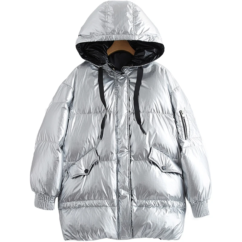 

New Light Noodles Down Jackets Overcoat Long Even Hat Winter Keep Warm Loose Coat