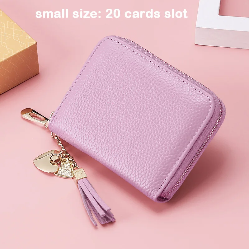 Small-purple209 Rfid-блокировка противоугонное дизайнерское женское портмоне-клатч Femme кошелек на молнии мульти-слот для карт большая емкость кисточка натуральная кожа - Цвет: Small-purple209