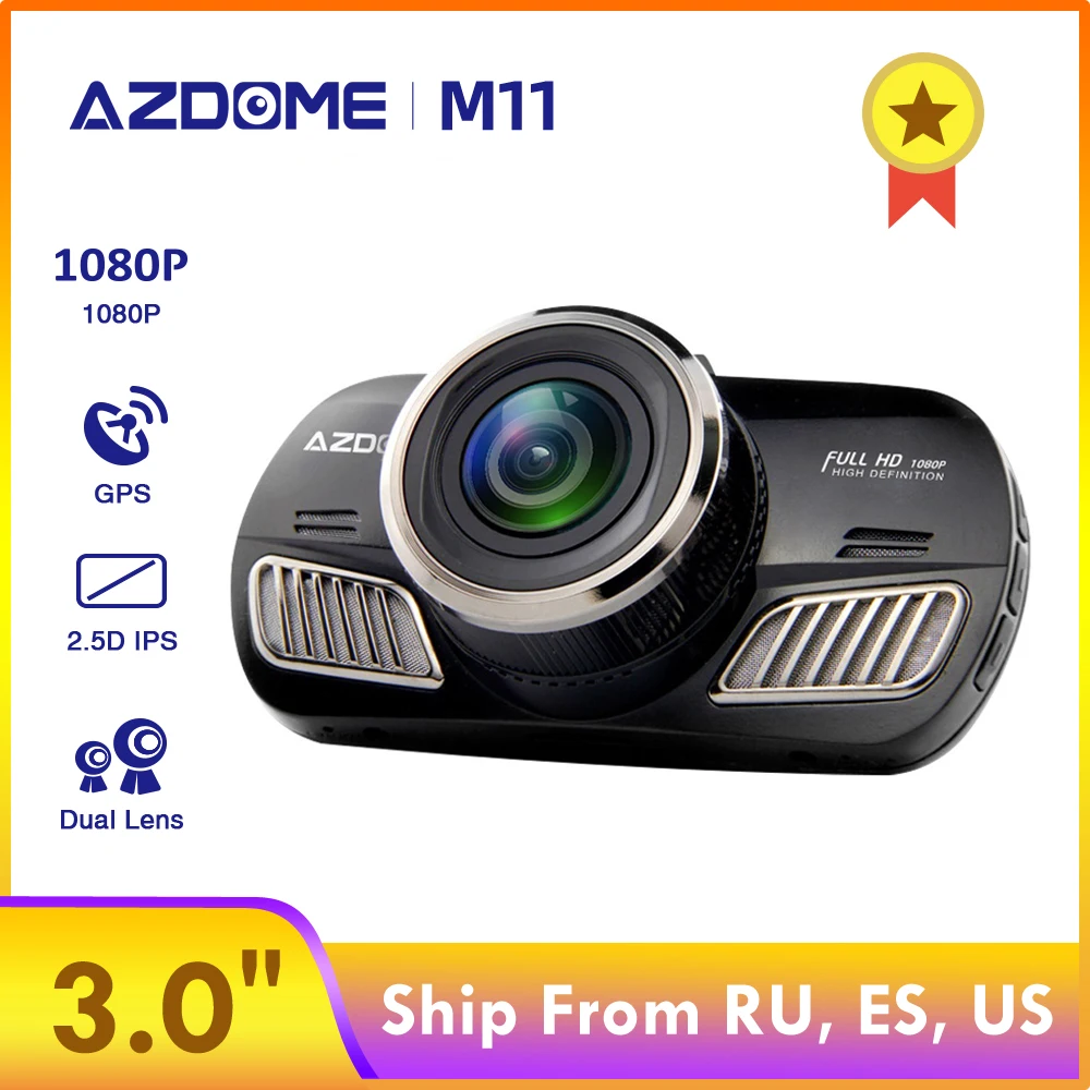 AZDOME M11 3 inch 2.5D IPS Screen Dash Cam Car DVR Recorder HD 1080P Car Video Recorder Dashcam Dua