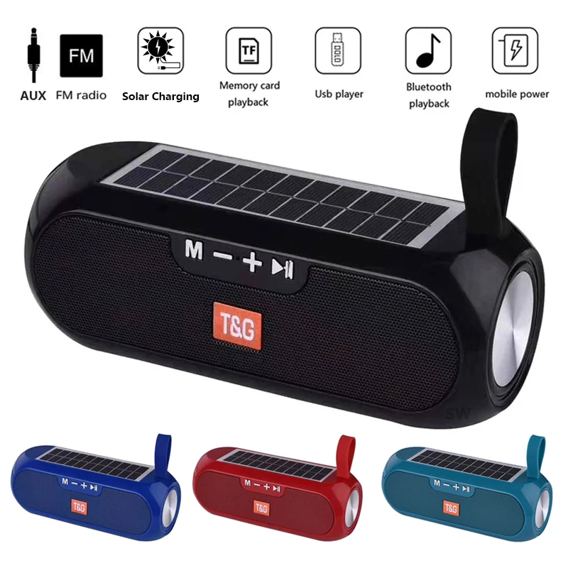 Solar Power Bank Bluetooth Speakers Stereo Music Center Boombox Waterproof Super Bass Portable Wireless Column USB AUX FM Radio |