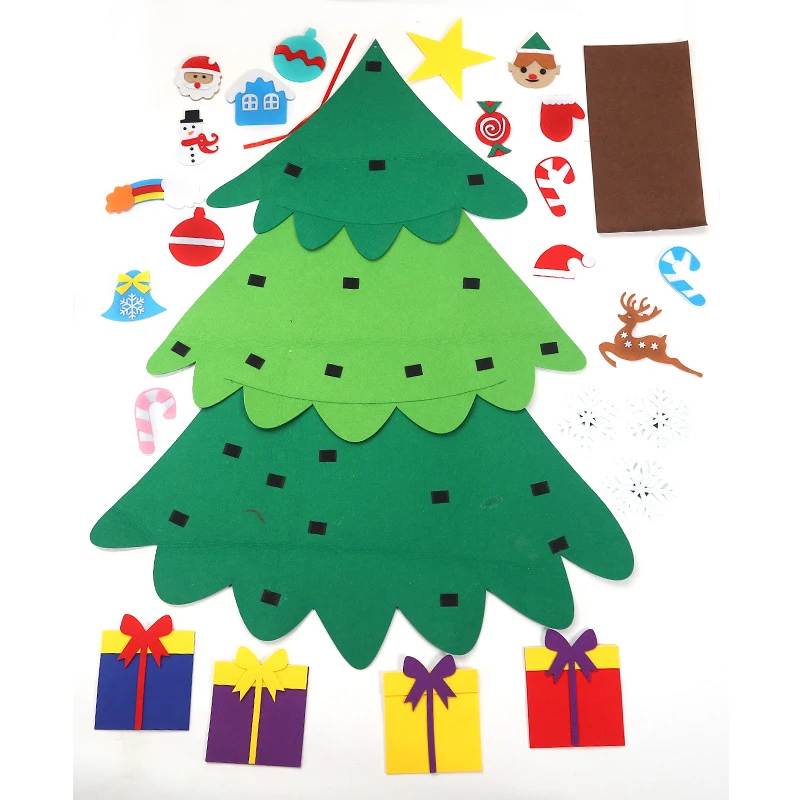 115*80cm DIY Nonwovens Velcro Puzzle Christmas Trees Xmas Decor Christmas Party Decor Happy New Year Kids Gift Toy Ornaments