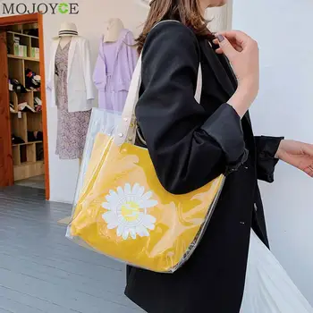 

PVC Transparent Shoulder Bags Women Leather Totes Handbags Fashion Pouch for Outdoor Shopping Traveling Decoration