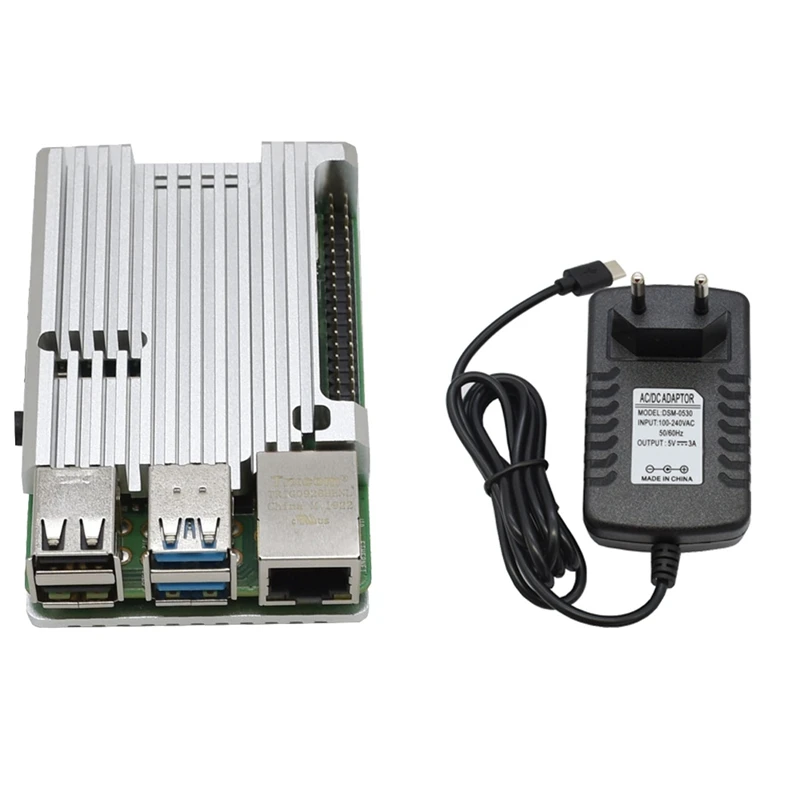 Для Raspberry Pi 4B 2G Оперативная память DIY Kit Поддержка 2,4/5,0 ГГц WI-FI Bluetooth 5,0 с Алюминий CNC сплав защитные Серебряный чехол 5V 3A