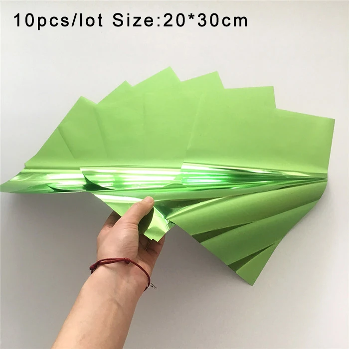 20X30cm green A4 20X30 см 10 шт. Голографическая фольга бумага для ламинатора теплопередачи лазерным принтером горячего тиснения фольгой - Цвет: 20X30cm green