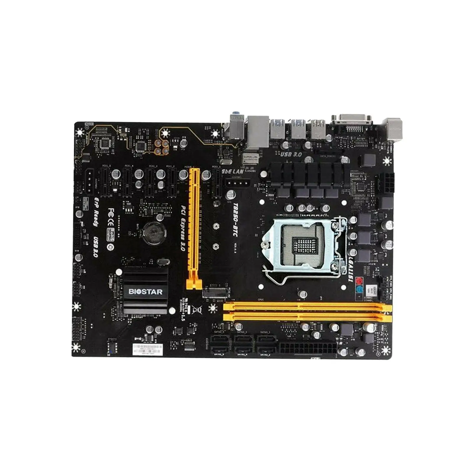 DIY BIOSTAR TB250-BTC LGA 1151 Intel B250 USB 3.0 DDR4 ATX 6 GPU MINING Motherboard USB CPU Supports DX12/HDCP 21*29.5 cm