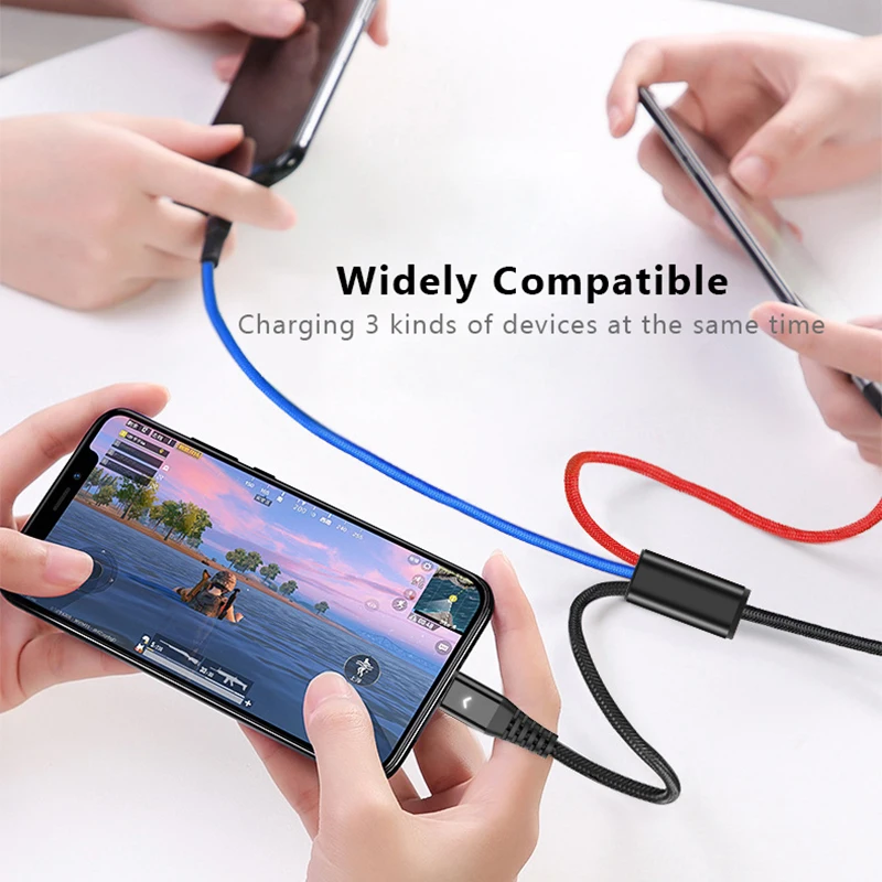 3 в 1 Usb кабель type C 8 Pin микро мобильный телефон кабели для huawei mate 30 iPhone 11 X Xs 8 7 6 samsung S9 S8 провод для быстрой зарядки
