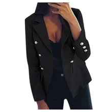 Однотонный костюм, Блейзер, куртка для женщин, модное пальто с длинным рукавом, женский элегантный двубортный пиджак, костюмы для женщин