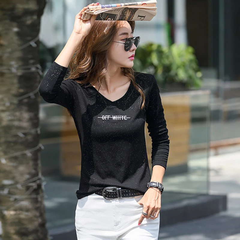 Хлопковая модная Осенняя женская футболка Topr 2020 новинка Camiseta одноцветные