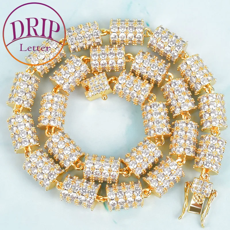 

Цепочка мужская из кубинской цепи, однотонный чокер цилиндрической формы с подвесками в стиле хип-хоп, с покрытием из настоящего золота, Ювелирное Украшение для улицы