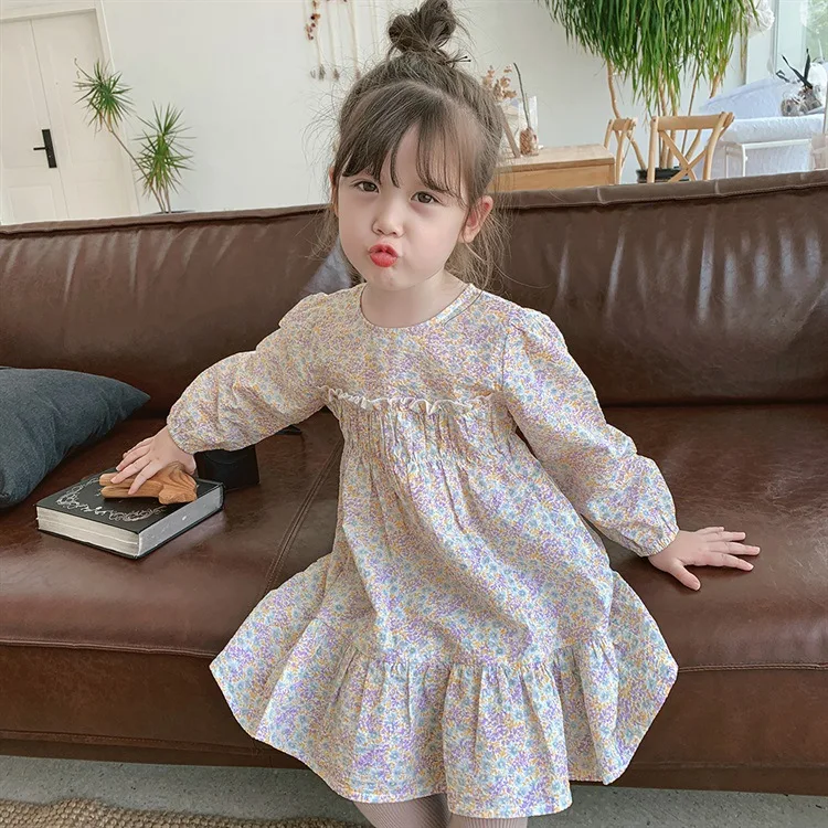 

2020 Spring Autumn Girls Princess Dress Cotton Dresses For Kids Full Printed Floral Infant Dress Long Sleeve Girl Costume Cute