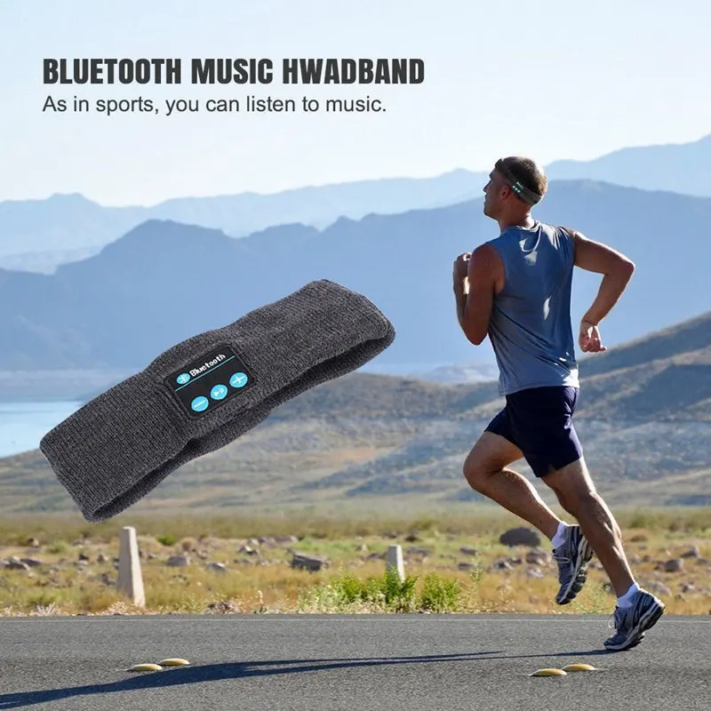 Wireless Bluetooth Dark Gray Stereo Headphone Headset Sports Sleep Headband Mic Big Power