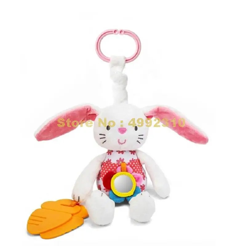 Baby Bunny Rabbit Rattle Ring Bell Crib Bed Hanging Animal Teether With Mirror Sleeping Comfort Doll Toy | Игрушки и хобби