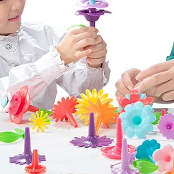 

46pcs Set Colorful Girl's Dream Garden World Flower Toys Puzzle Assemble PVC Bulding Blocks Educational Children Gift Box Toys