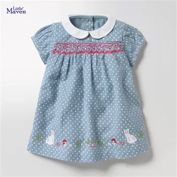 

Little Maven 2020 Summer sleeveless Kids Girls Clothes Children kids girl Turn-down collar Flower dress Dresses 2-7 Years