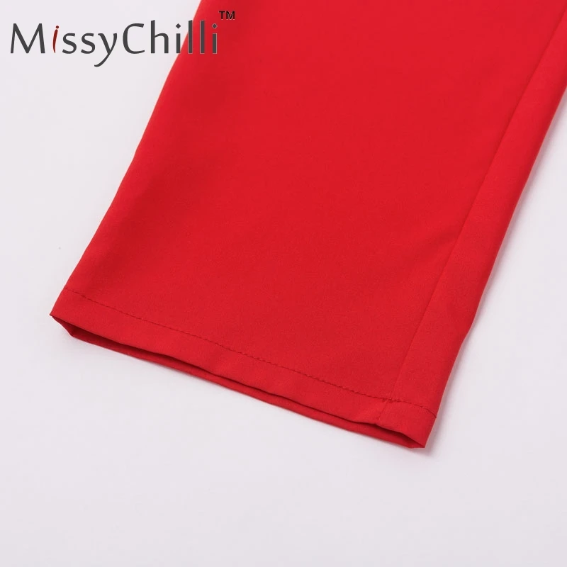 MissyChilli красный лоскутный плиссированный комбинезон для женщин Модный сексуальный комбинезон женский винтажный v шеи длинный костюм пляжного типа