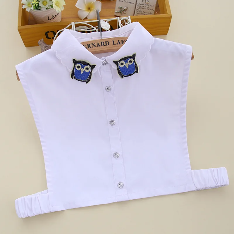 

White Women Embroidery Fake Collar Detachable Collars White False Collar Lapel Removable Half Shirt Blouse Tops Female Decor