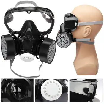 

100pc 3Layer Disposable Masks Gasket Filter Gas Mask Anti-fog Mask Full Face Facepiece Painting Spraying Respirator with Goggles