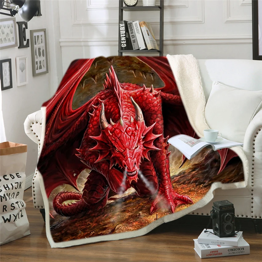 

Dragon Dinosaur Square Soft Fluffy Blankets Coral Fleece Fabric Sofa Cover Plush Throw Blanket Bedding Sheet for Couch Home