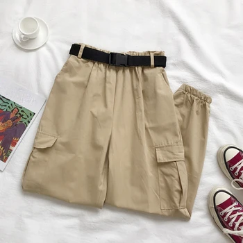 

Hot Big Pockets Cargo pants women High Waist Loose Streetwear pants high quality Harem Trousers women