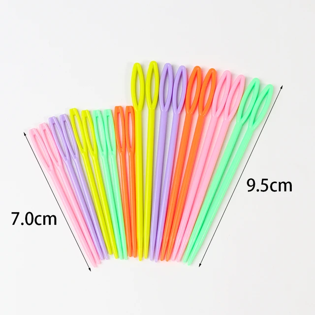 20pcs Mixed Color 7cm/9cm Plastic Knitting Sewing Needles Crochet Hooks  Wool Yarn Needle Children DIY Craft Sweater Weaving Tool - AliExpress