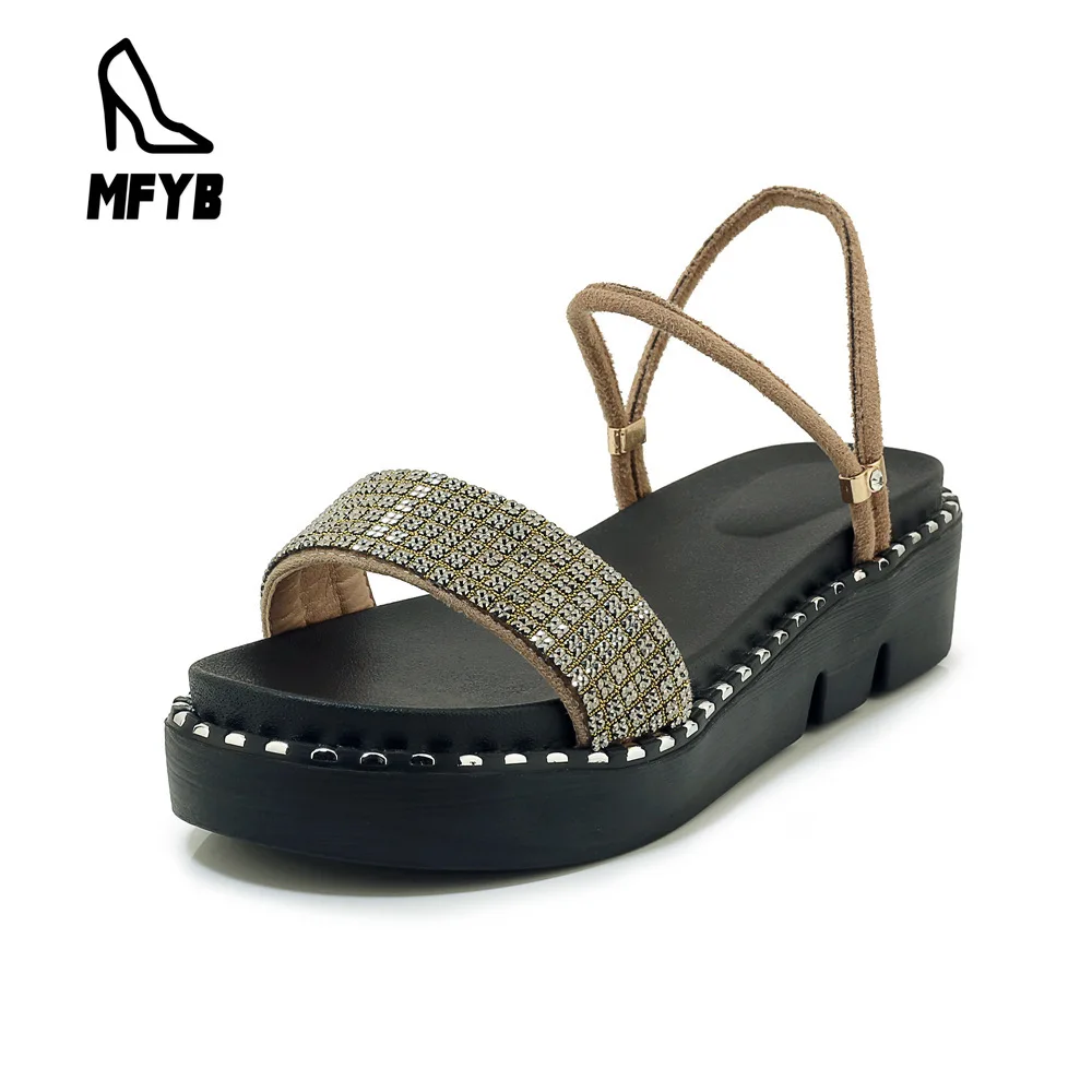 

MFYB Women's sandals 2019 summer new comfortable flat bottom thick size large size 34-44 casual sandals