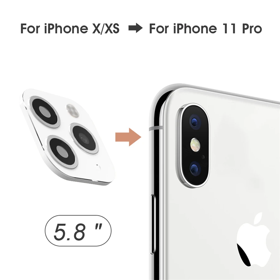 Защита объектива камеры с точным отверстием для iPhone X XS MAX XR, изменение секунд, для iPhone 11 Pro MAX, 3D, полное покрытие, титановый чехол, пленка - Цвет: 11 Pro Silver