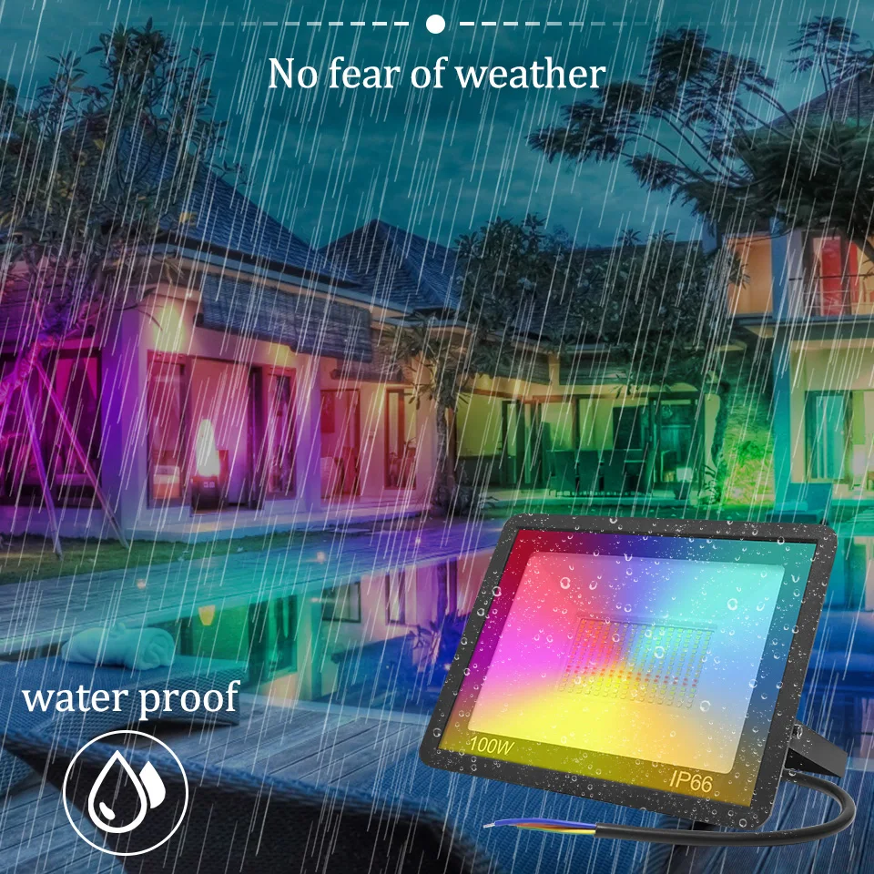 outside security lights Flood Light Led 30W 50W 100W Tuya Wifi Led Spotlight Outdoor Garden Lighting RGB+CW+WW App Voice Control by Alexa Google Home remote control flood lights