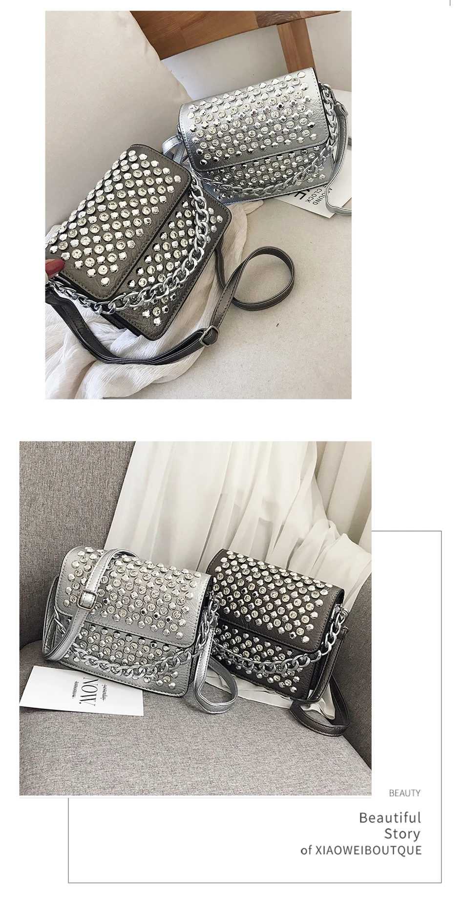 JIEROTYX женская сумка новая трендовая сумка с заклепками модная сумка через плечо с цепочкой черная сумочка для монет дизайнерский дизайн
