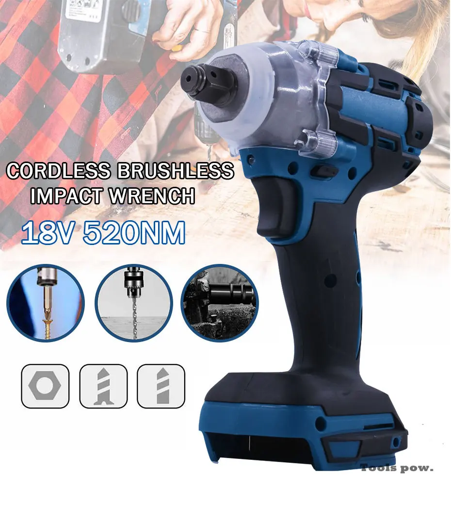 18V Electric Rechargeable Brushless Impact Wrench Cordless Socket for Makita Battery DTW285Z +Socket Set+ 1500mAh | Инструменты