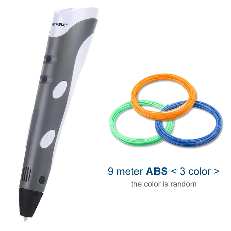 Gray - 9M ABS Myriwell 3D Ручка для печати 12 в 3D Ручка Карандаш 3D Ручка для рисования sthift PLA нити для детей Образование хобби игрушки подарки на день рождения - Цвет: Gray - 9M ABS