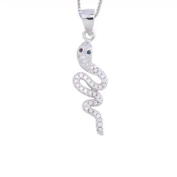 

925 Sterling Silver Dangle CZ Spot Snake Necklaces For Women Animal Female Pendants Silver Chain Collar Fashion Jewelry