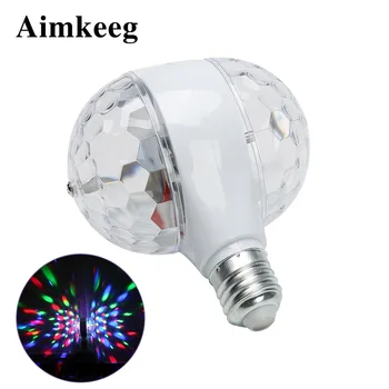 

E27 Dual-head Rotary RGB LED Stage Light Small Magic Ball Lamp Sound Activated Rotating Bulb Light LED Colorful Projector Lights