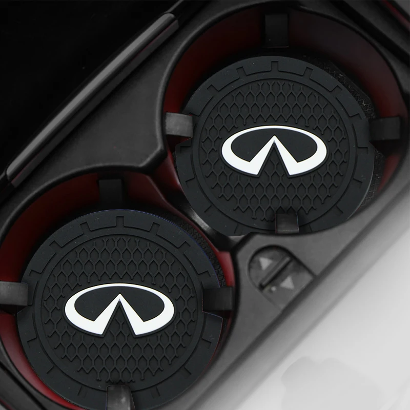 Car Badge Emblem Coaster Water Cup Slot Non Slip Mat Pad For Infiniti