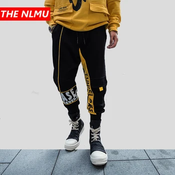 

Harem Sweat Pants Joggers Men 2019 Hip Hop Color Patchwork Track Pants Male Fashion Streetwear Trousers Sweatpant Black WG684
