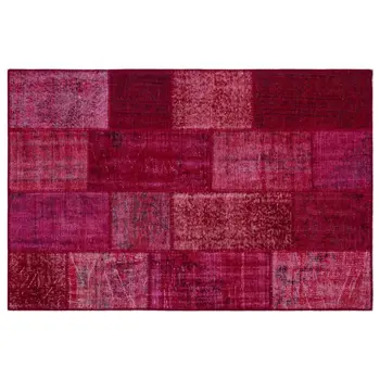 

Handmade Red Vintage Overdyed Patchwork Area Rug 120x180 Cm-3'11''X5'11''