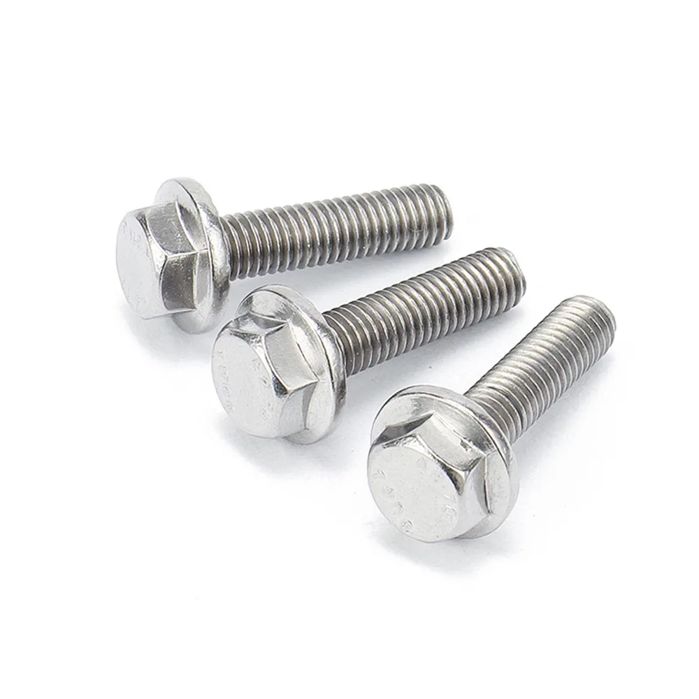 1/10pcs A2-70 304 Stainless Steel GB5787 Hexagon Head with Serrated Flange Cap Screw M5 M6 M8 M10 M12 Hex Washer Head Bolt