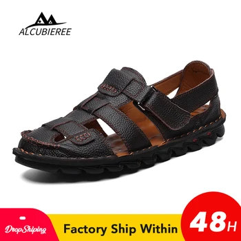 

Summer Sandals Men Leather Classic Roman Sandals 2018 Slipper Outdoor Sneaker Beach Rubber Flip Flops Men Water Trekking Sandals
