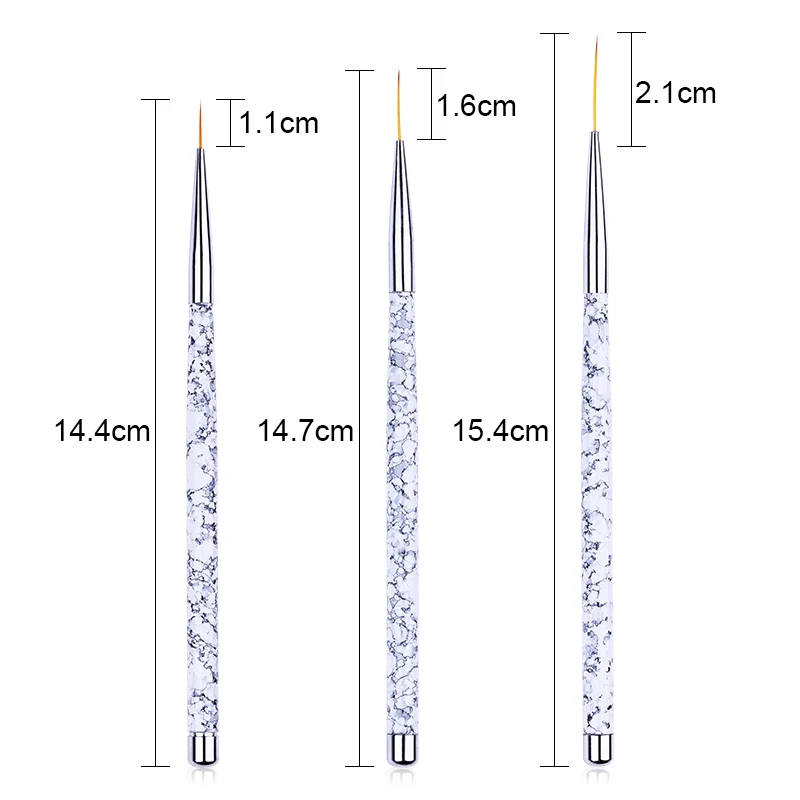 3 шт./компл. прозрачная ручка УФ-гель-лайнер кисть рисунок 3D цветы ручка ноготь маникюрный-разные размеры Кисти Набор для дизайна ногтей