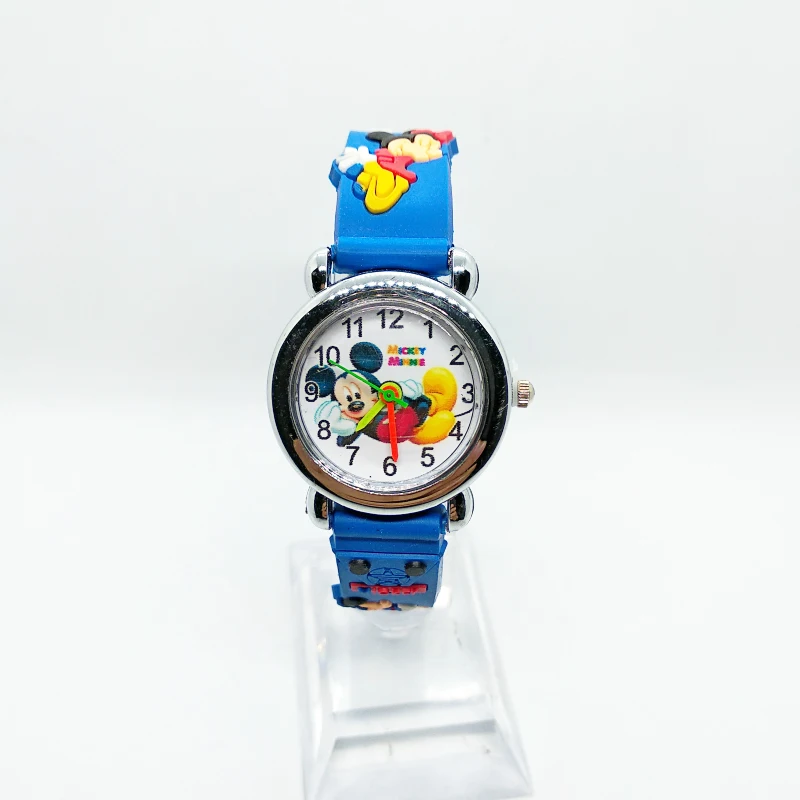 3D Cartoon Lovely mickey Kids Girls Boys Students Quartz Wrist Watch Children Popular watches Spiderman mouse regarder clock - Color: Blue