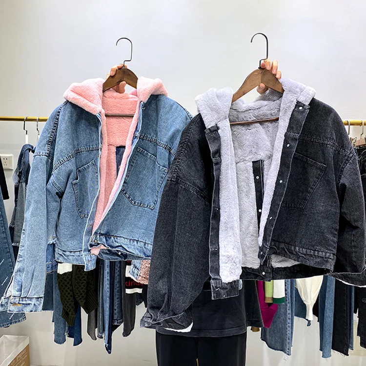 

Lambs Wool Thick Cowboy Short Jacket Women's College Style Spring And Autumn Korean-style Middle And High School Students Loose-