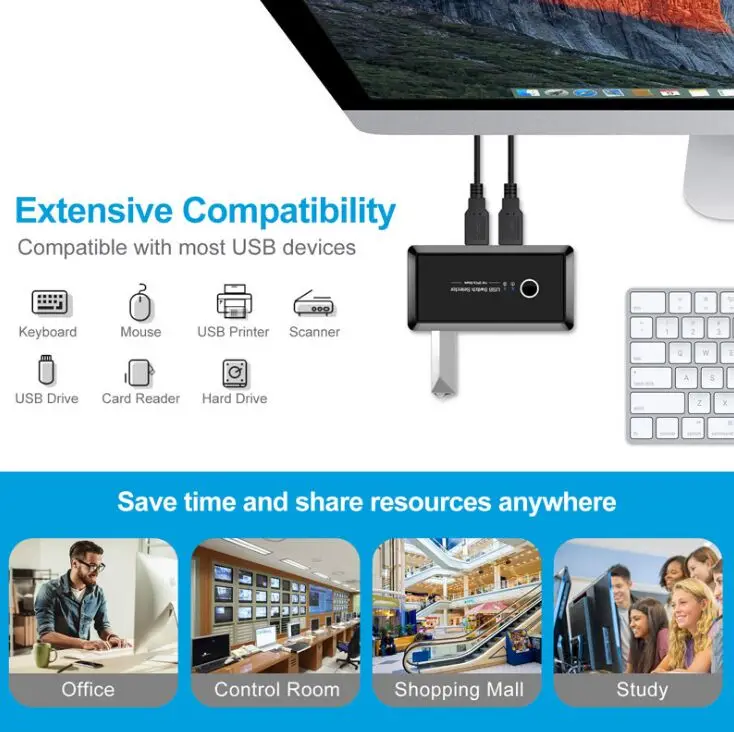 USB переключатель селектор 4 порта USB 3,0 распределительный коммутатор для ПК Сканер Принтер